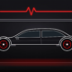 Illustration: Auto auf der Hebebühne in der Werkstatt
